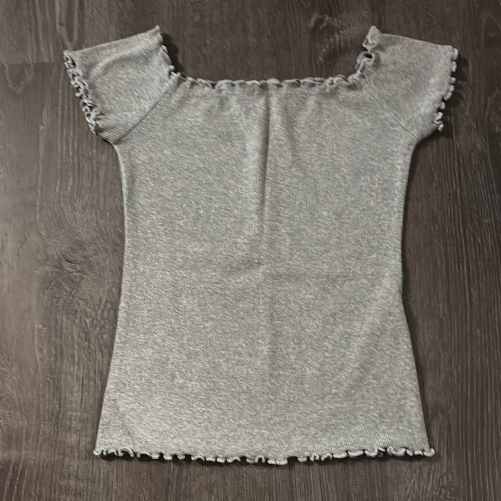 Hollister Light Gray Ruffle Edge Blouse